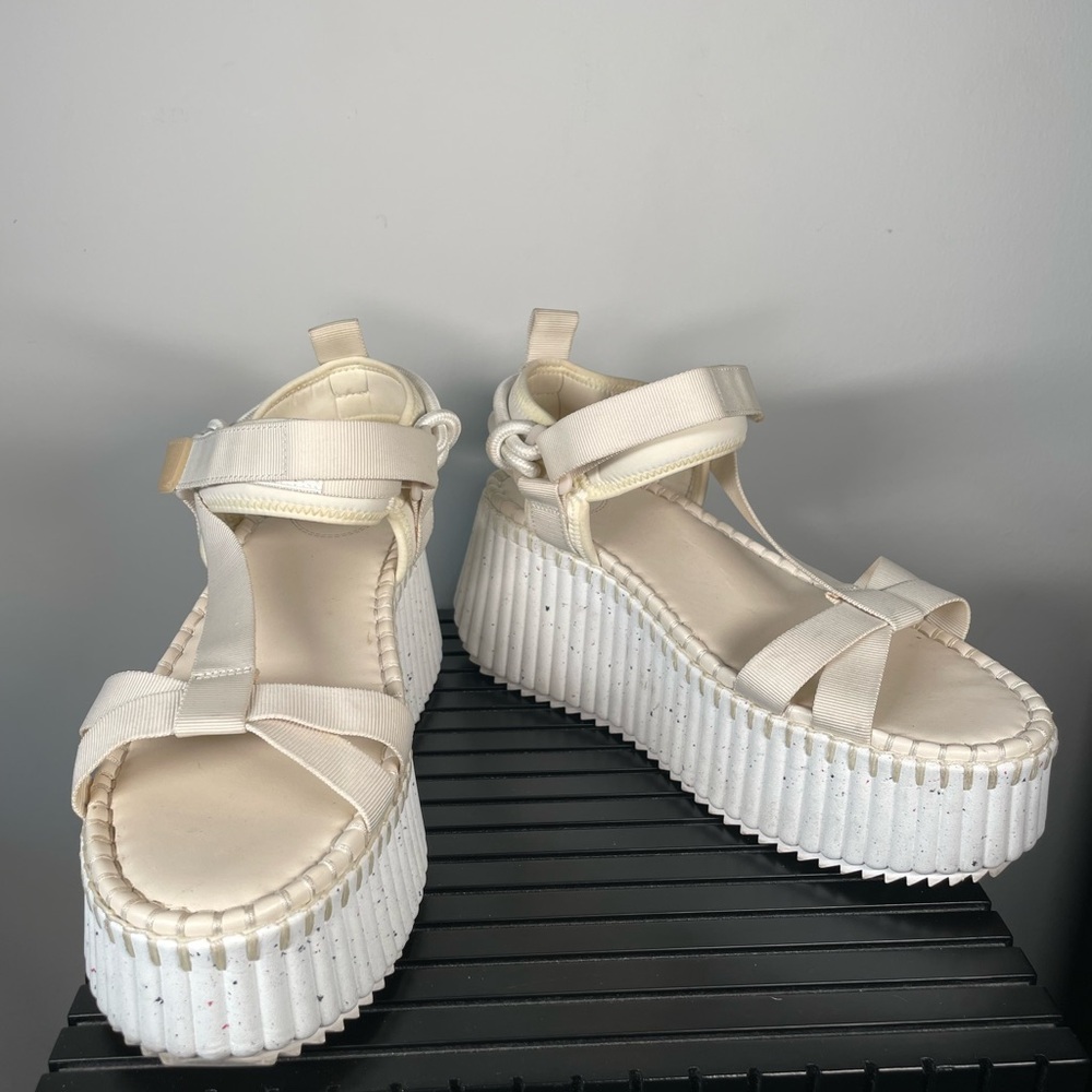 Chloé Nama Platform Sandals Cream Size 40 (US 9)